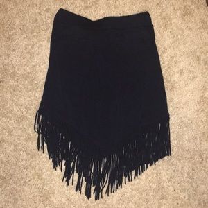 Girls black stretchy fringe skirt